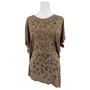 ROBERTO CAVALLI Leopard Sequin Womens Oversized Shirt y2k